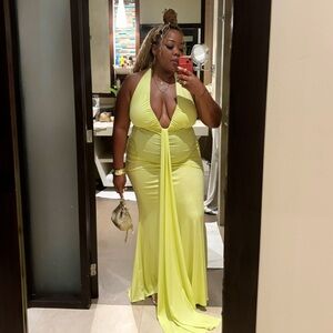 Elegant Yellow Halter Maxi Dress